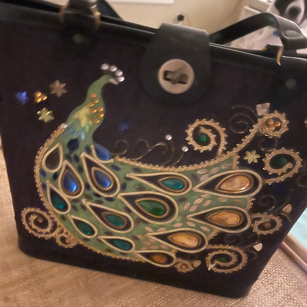 Embellished Peacock Design Women's Bag